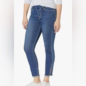 NWT Tribal Jeans Audrey Mid Rise Ankle Jeggings Pull On Side Slits Raw Hem SZ 8